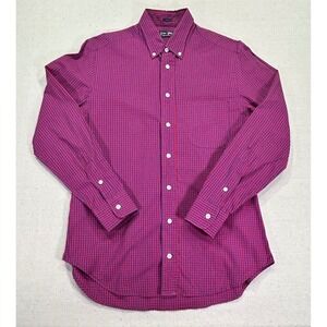 GITMAN BROS Men's Medium Gingham Dress Shirt Button Long Sleeve Casual USA MADE